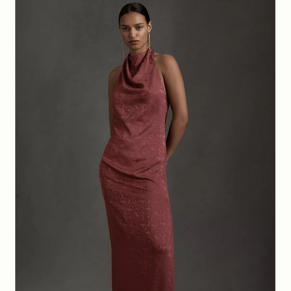 COPY - FAME AND PARTNERS CHRISLEY JACQUARD HALTER DRESS